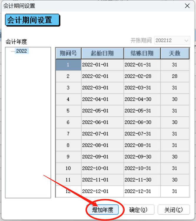 增加会计年度