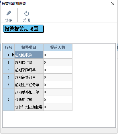 报警提前期设置